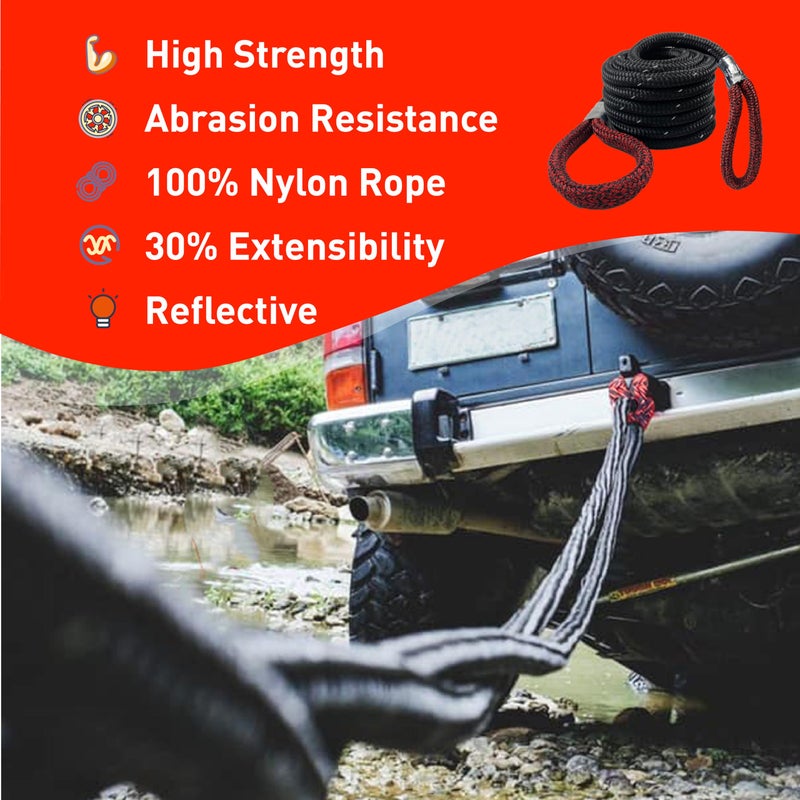 X MONSTER 7/8â€œx30' Kinetic Recovery Rope & 100% Nylon Towing Rope 29,000lbs Breaking Strength with 2 Soft Shackles (40,000lbs), Free Durable Heavy Duty Handbag Off-Road Recovery Kits - Image 3
